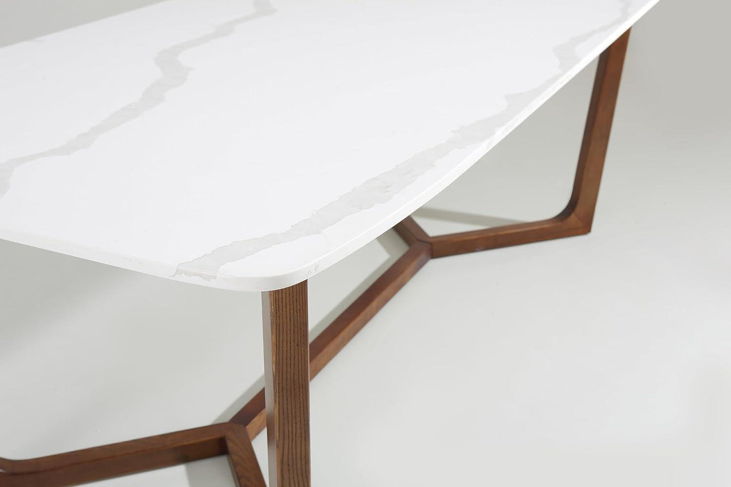 Adelaide Calacatta Quartz Dining Table Walnut Base-4