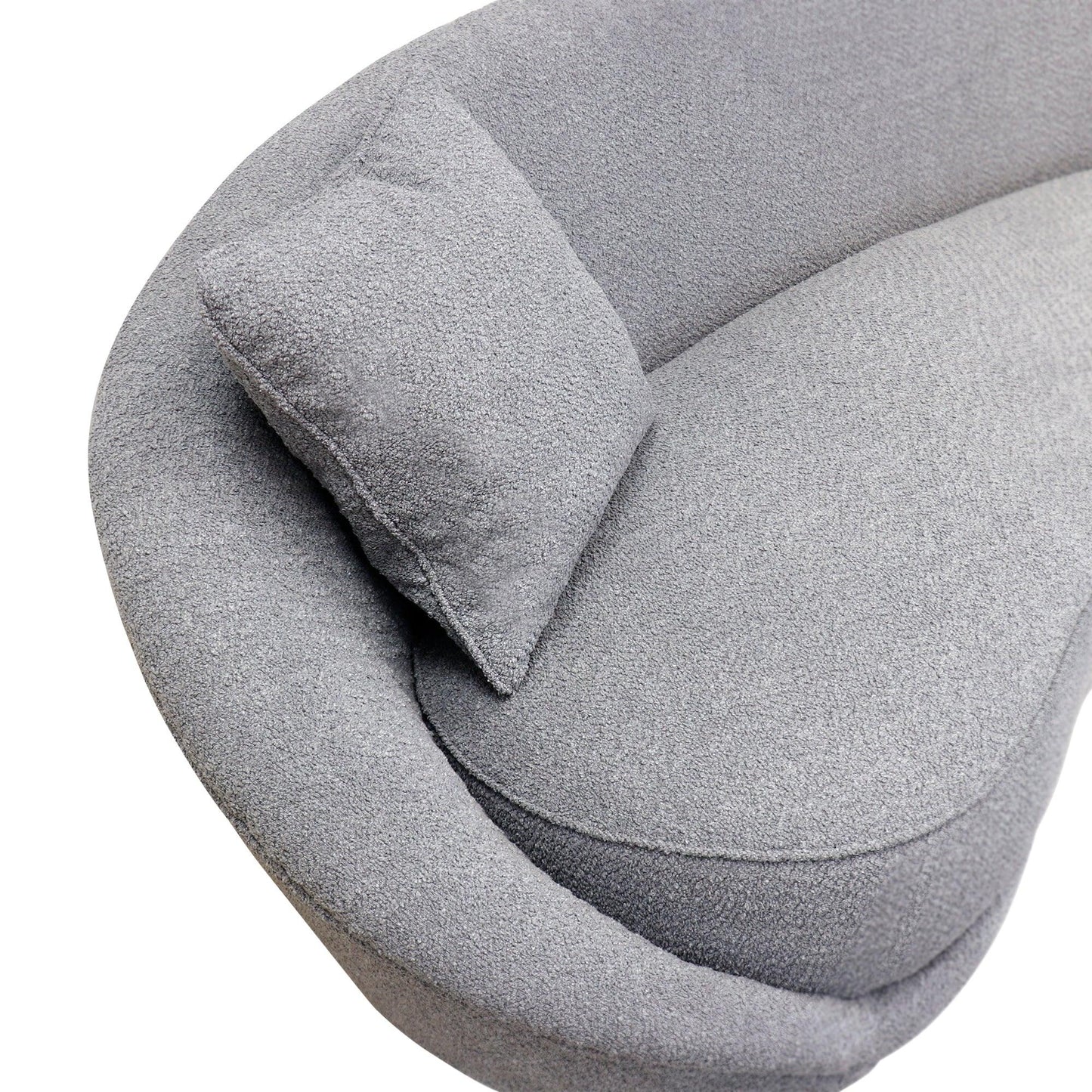 Canvello Textured Fabric Curved Sofa, Grey-4