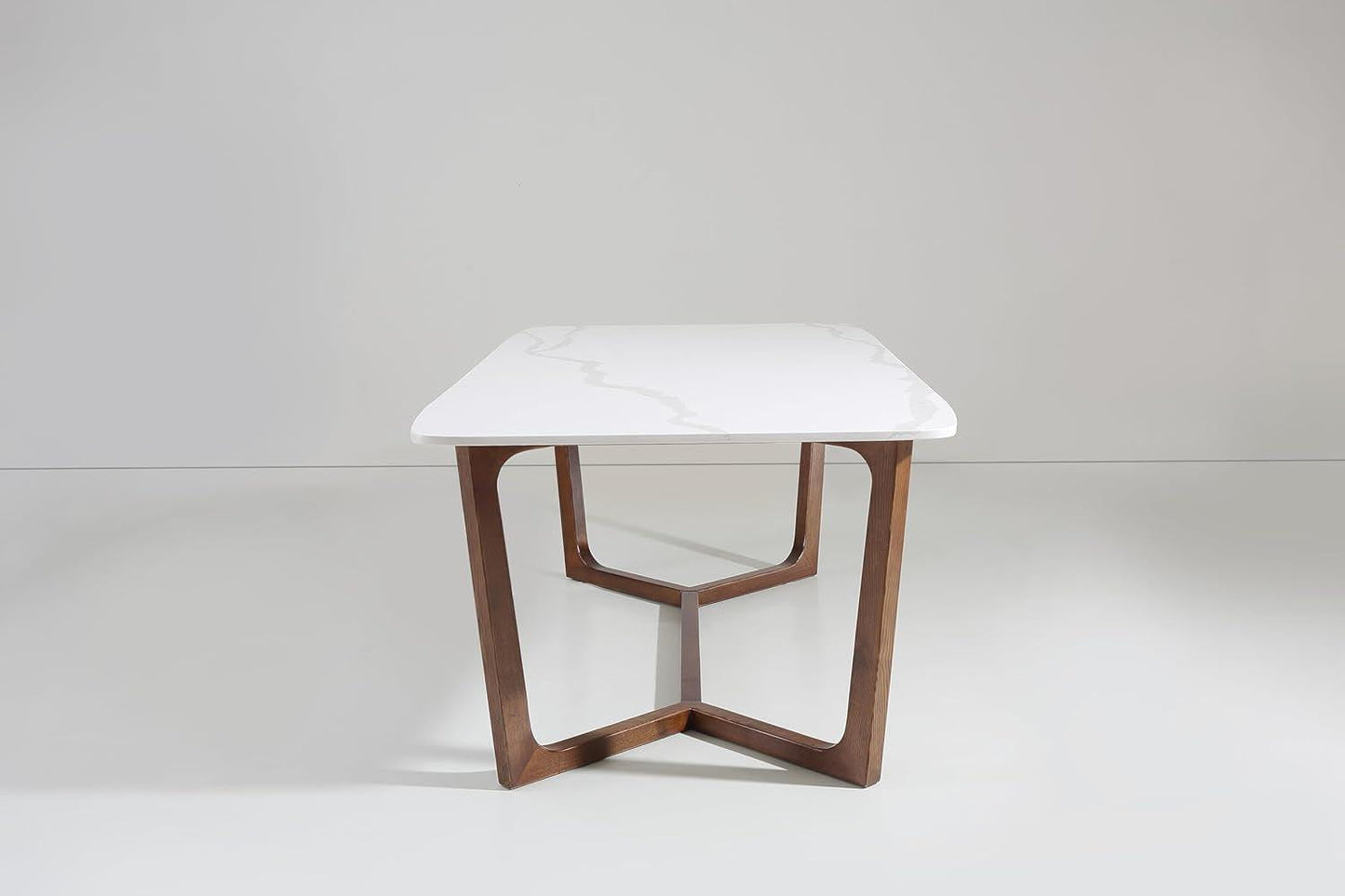 Adelaide Calacatta Quartz Dining Table Walnut Base-3