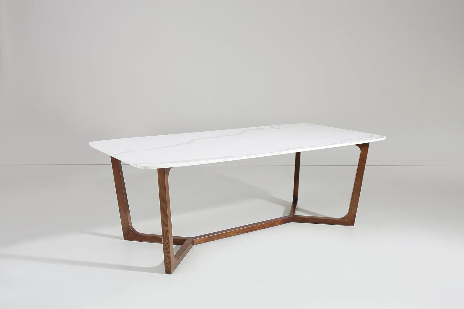 Adelaide Calacatta Quartz Dining Table Walnut Base-2