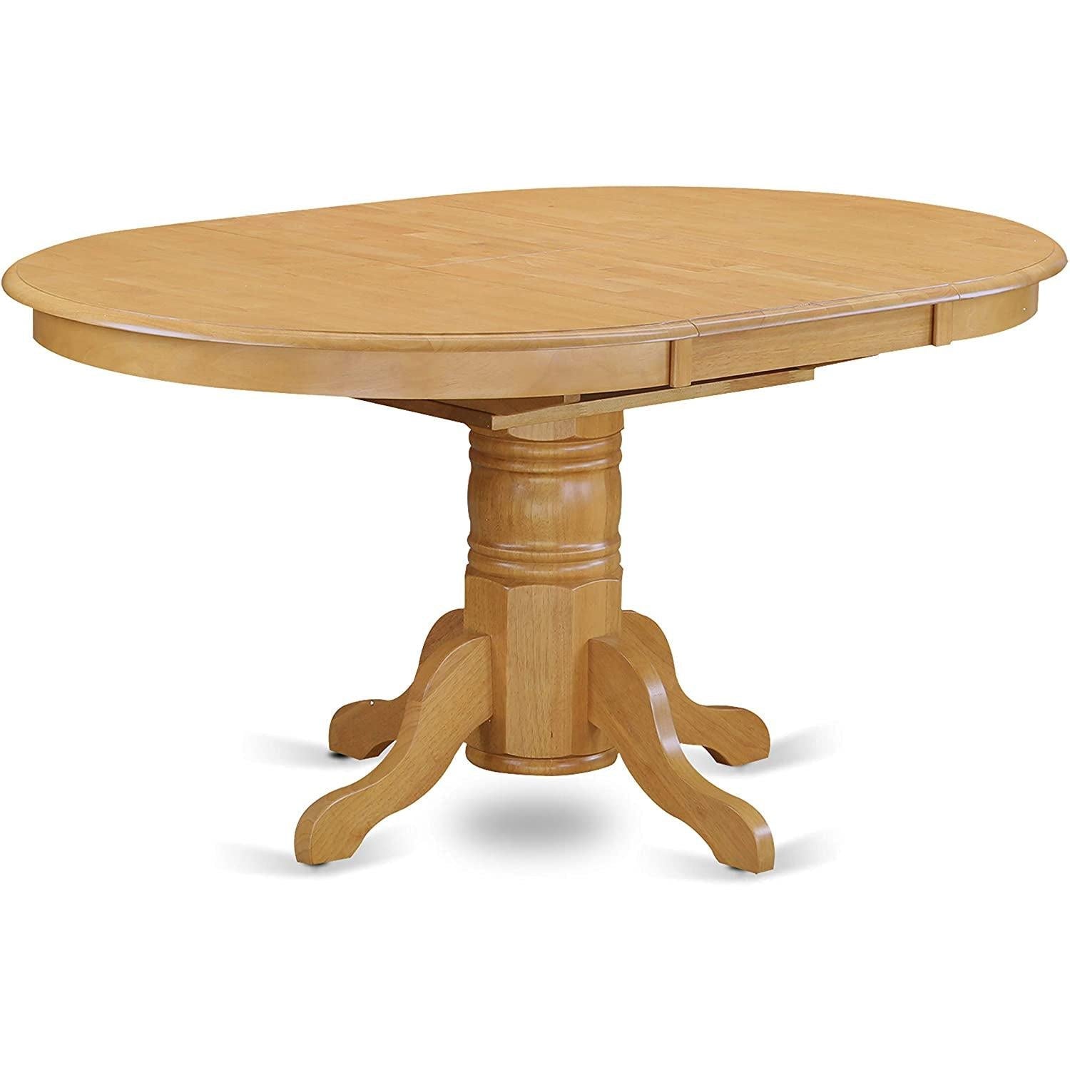 Oak Finish Round Wood Dining Table for Kitchen Dining Room-1