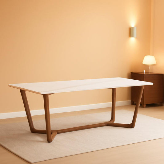 Adelaide Calacatta Quartz Dining Table Walnut Base-0