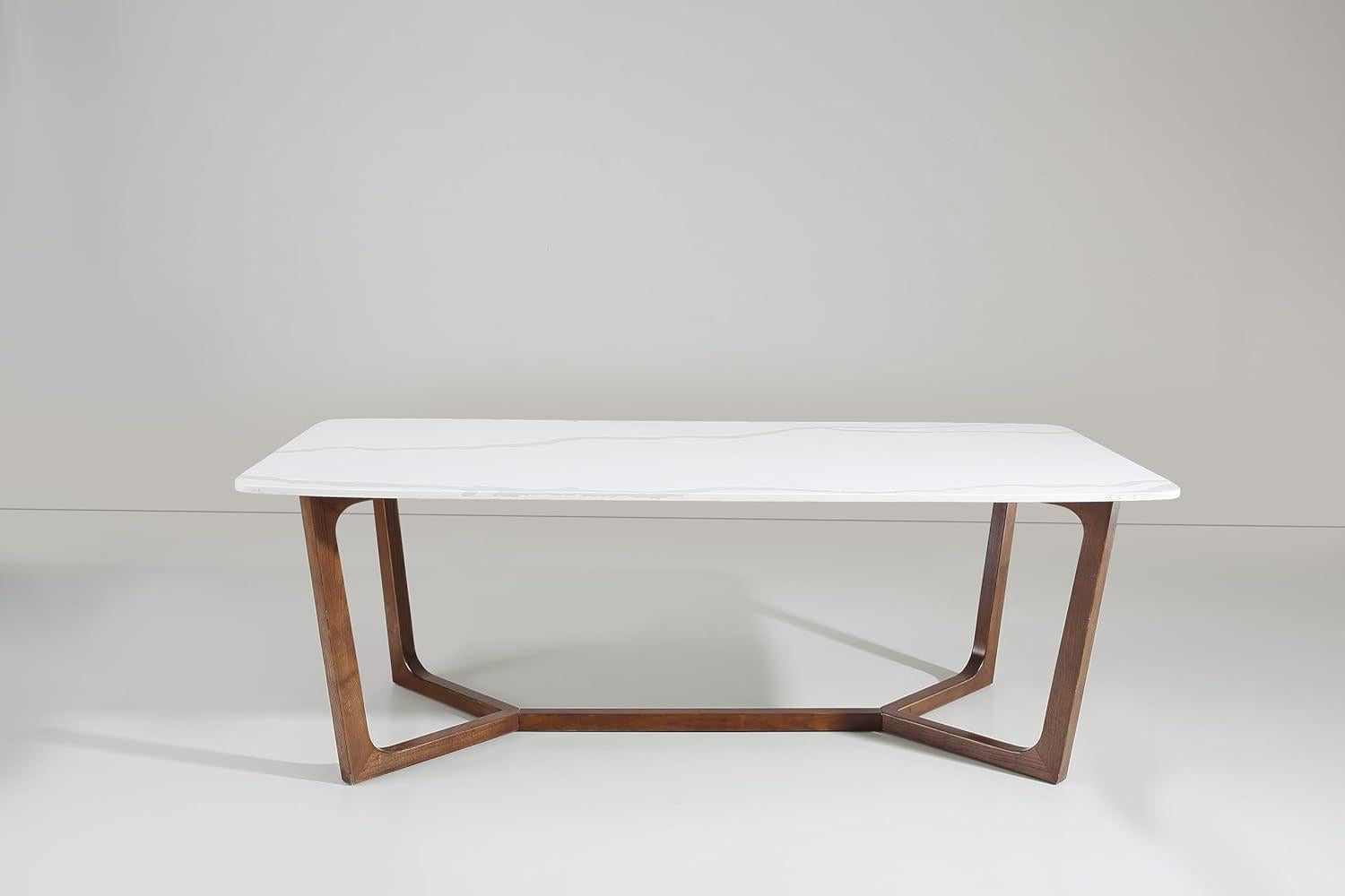 Adelaide Calacatta Quartz Dining Table Walnut Base-1