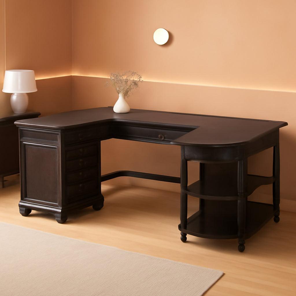 Contemporary L Shaped Desk USB Charging Drawer-0