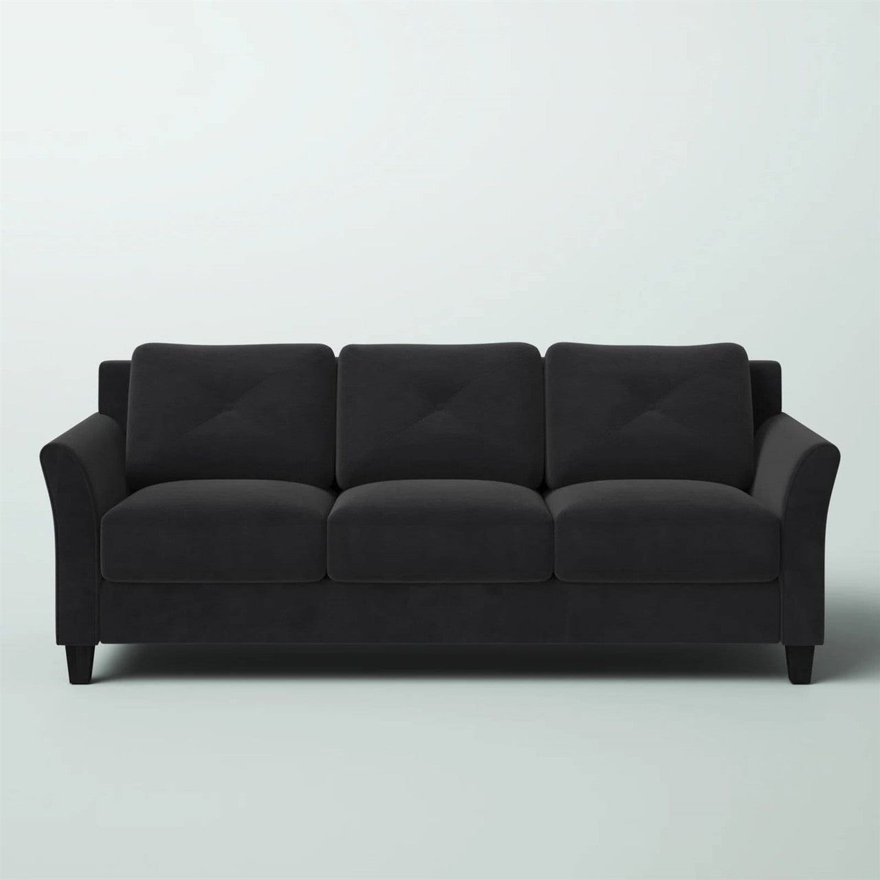 Modern 3-Seater Black Microfiber Upholstered Sofa-1