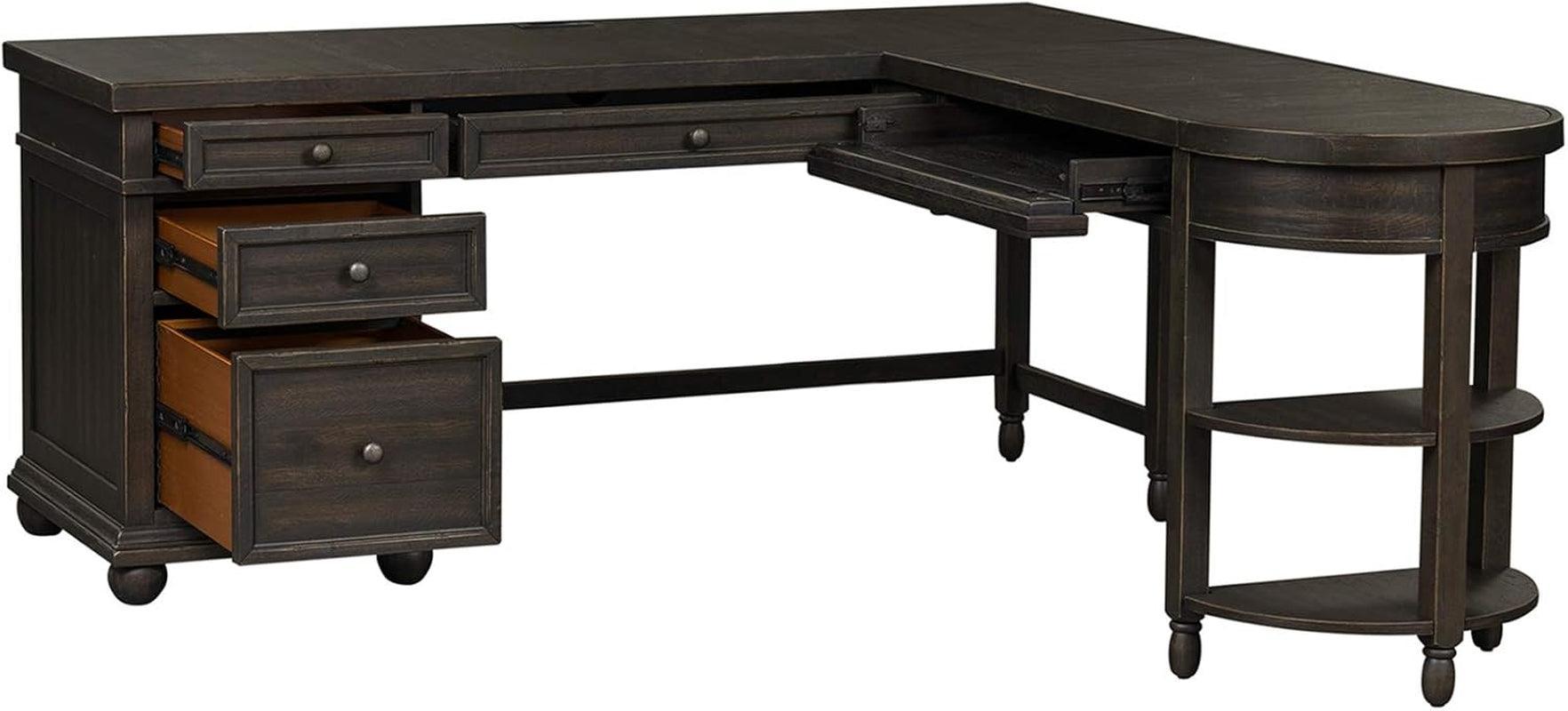 Contemporary L Shaped Desk USB Charging Drawer-3