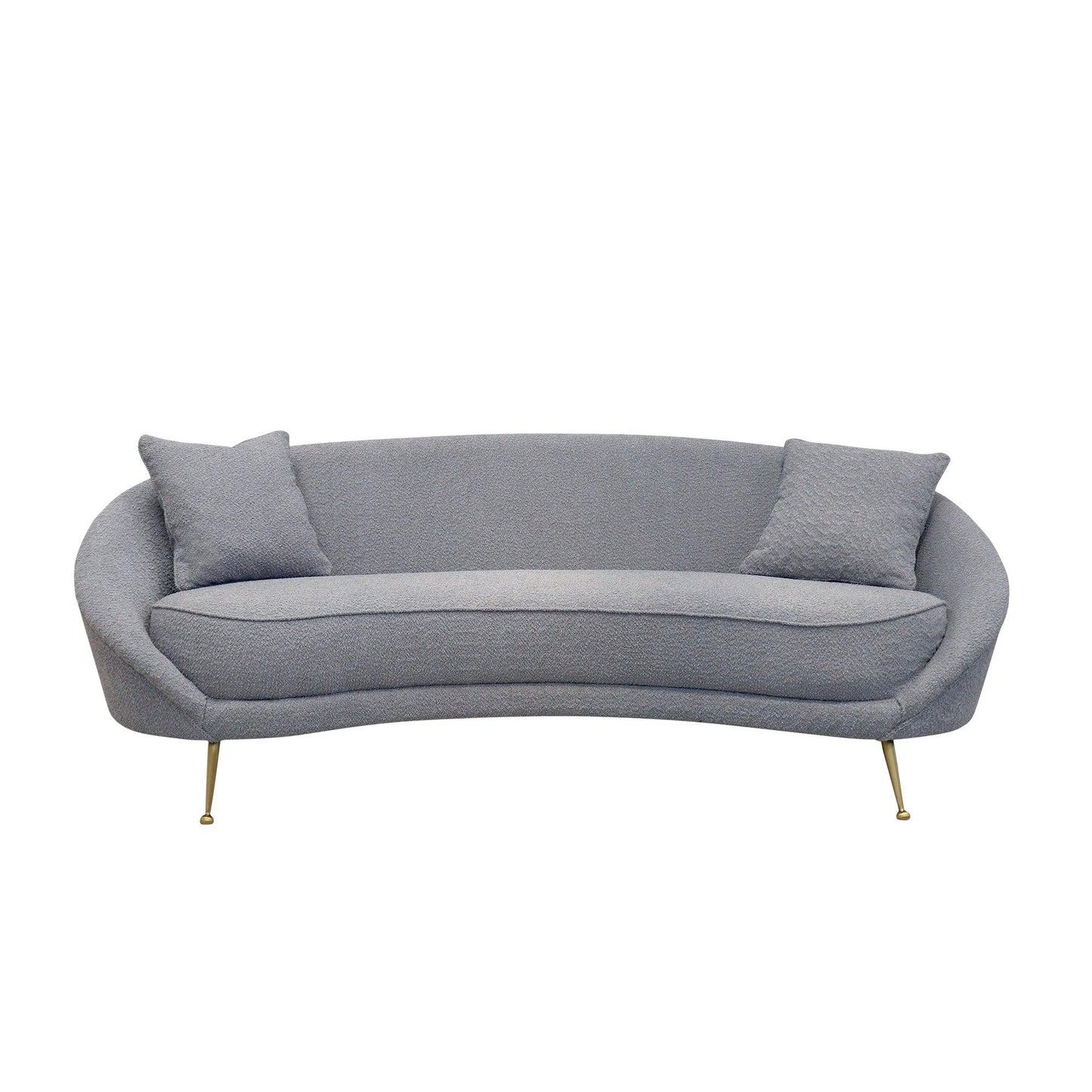 Canvello Textured Fabric Curved Sofa, Grey-1