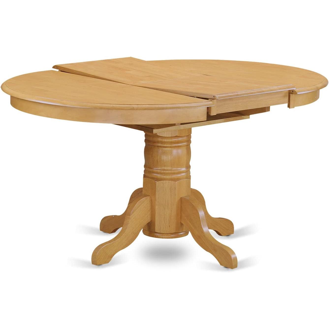 Oak Finish Round Wood Dining Table for Kitchen Dining Room-2